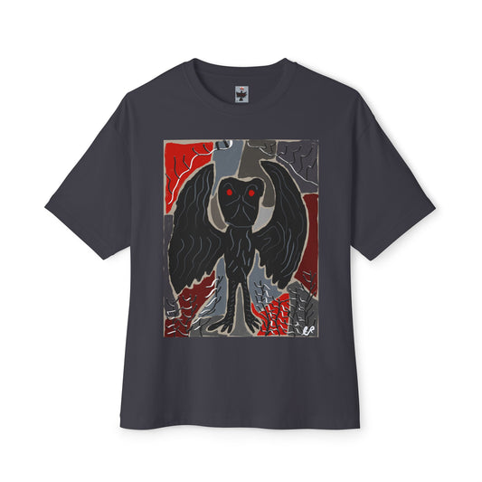 Gothic Mothman Graphic Tee — Red-Eyed Dark Mothman Cryptid Art Shirt