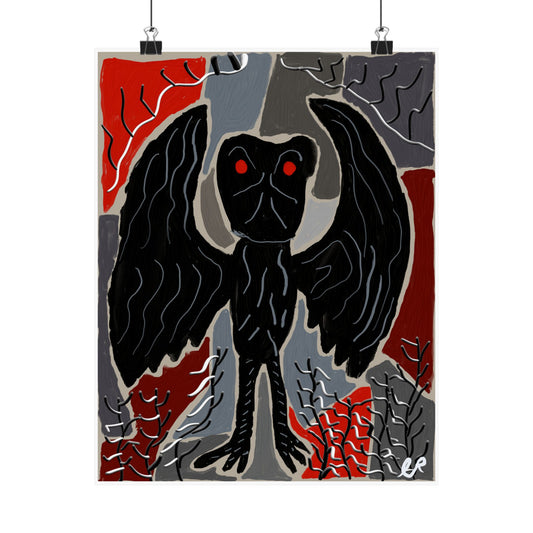 Dark Mothman Cryptid Poster — Gothic Matte Vertical Wall Print