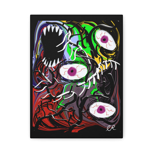 Horror Eyes Matte Canvas Wall Art – Surreal Monster Eye Collage