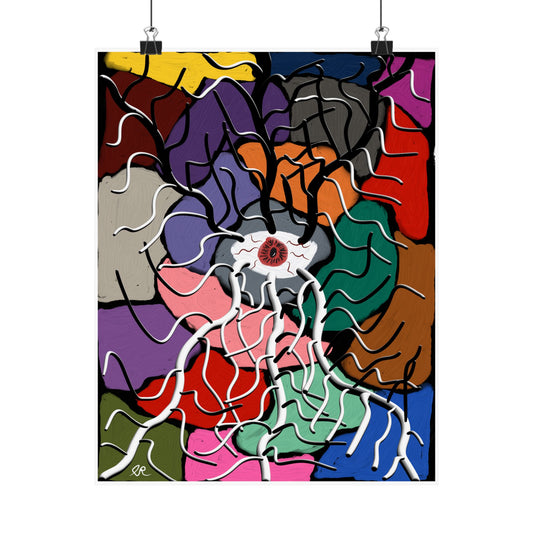 Abstract Colorburst Matte Poster — Psychedelic Floral Art Print