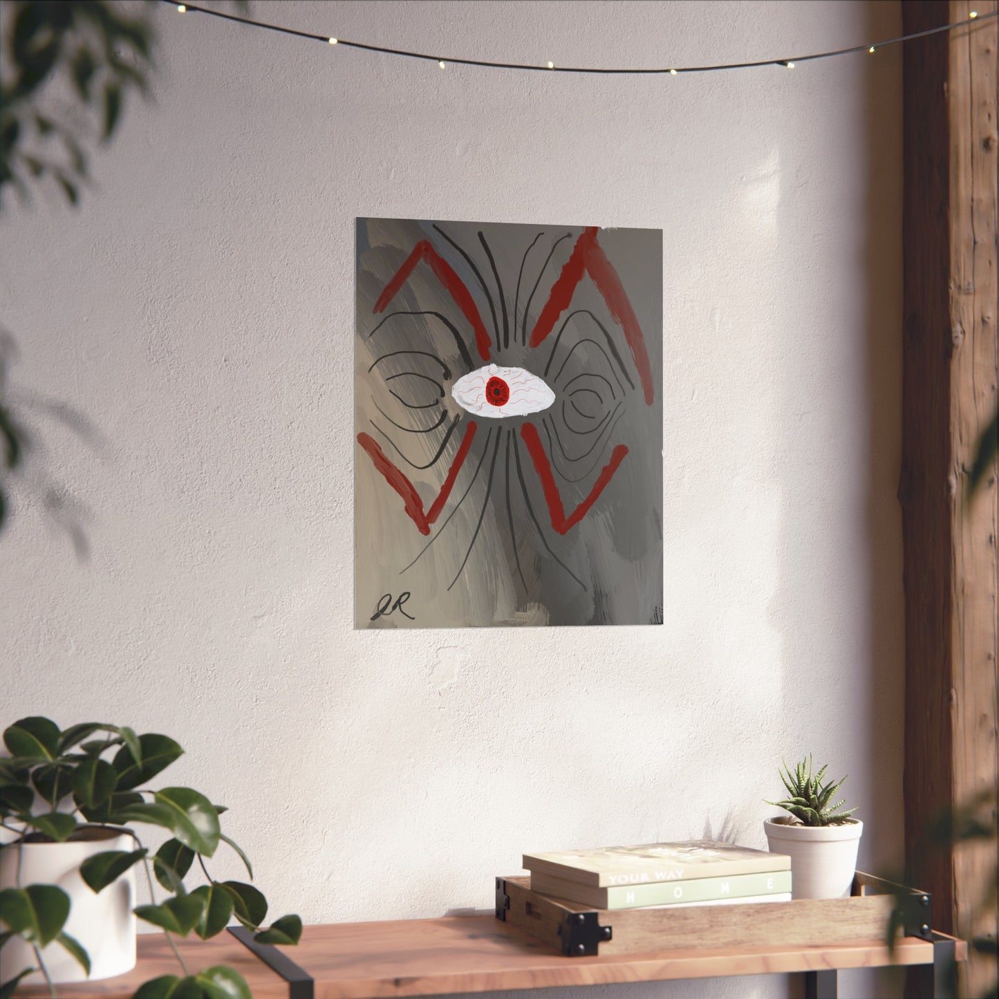 Abstract Neo - Expressionist Eye Fine Art Poster — Digital Oil Painting on Gray - The Artsy Brain