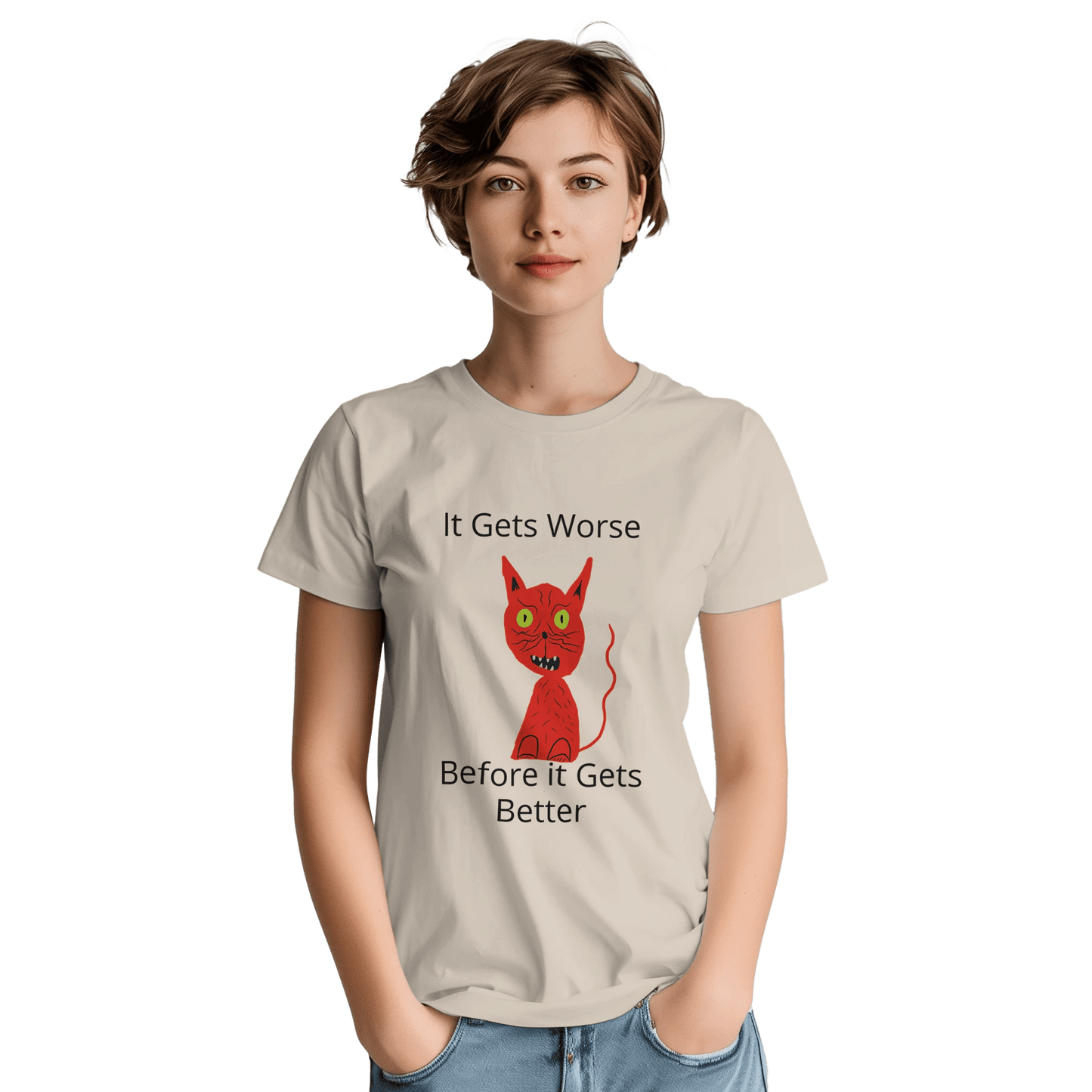 It Gets Worse Heavyweight Unisex Crewneck T-shirt | Gildan® 5000 - The Artsy Brain