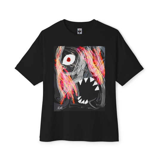 Monster Face Graphic Tee – Screaming Flame Eye Horror Art
