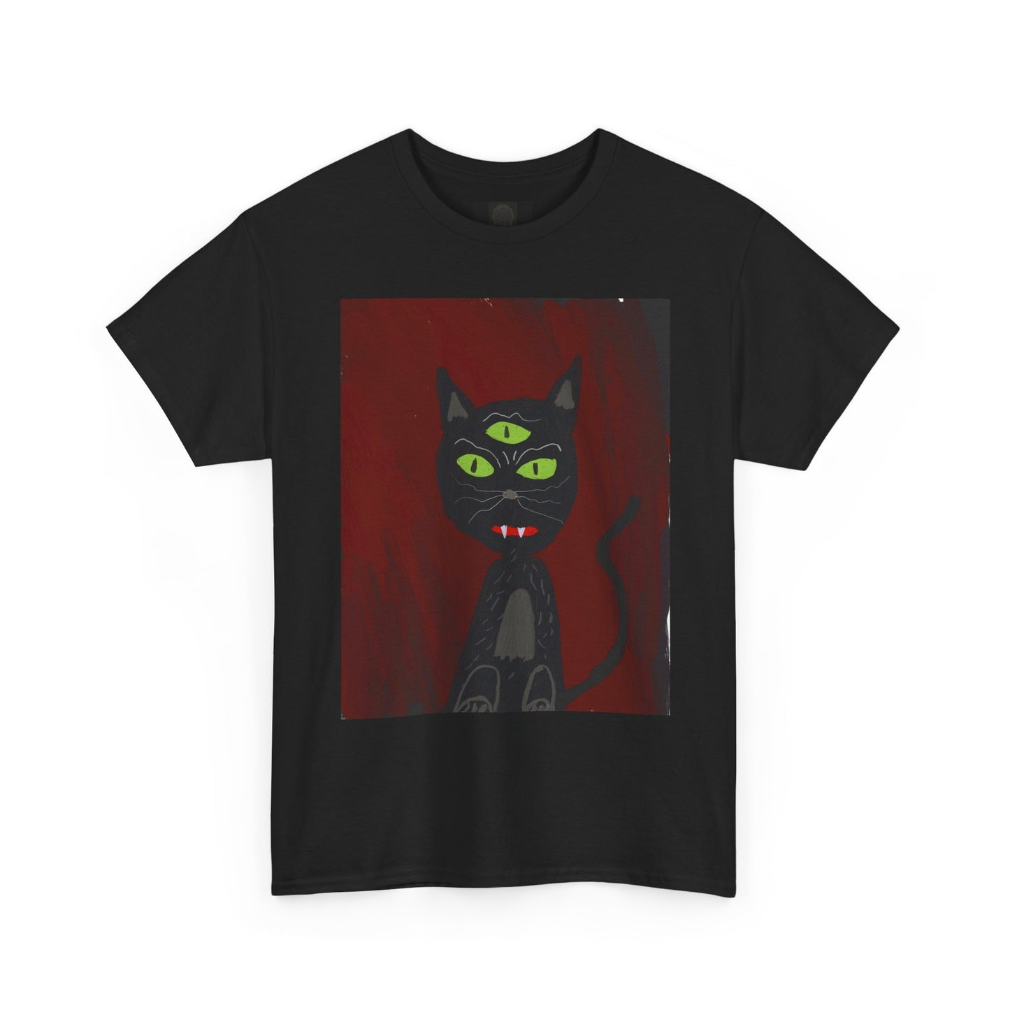 Three-Eyed Black Cat T-Shirt – Spooky Gothic Art Tee for Halloween & Alternative Fashion