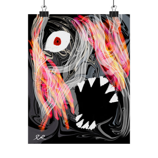Horror Art Poster — Abstract Monster Matte Vertical Print