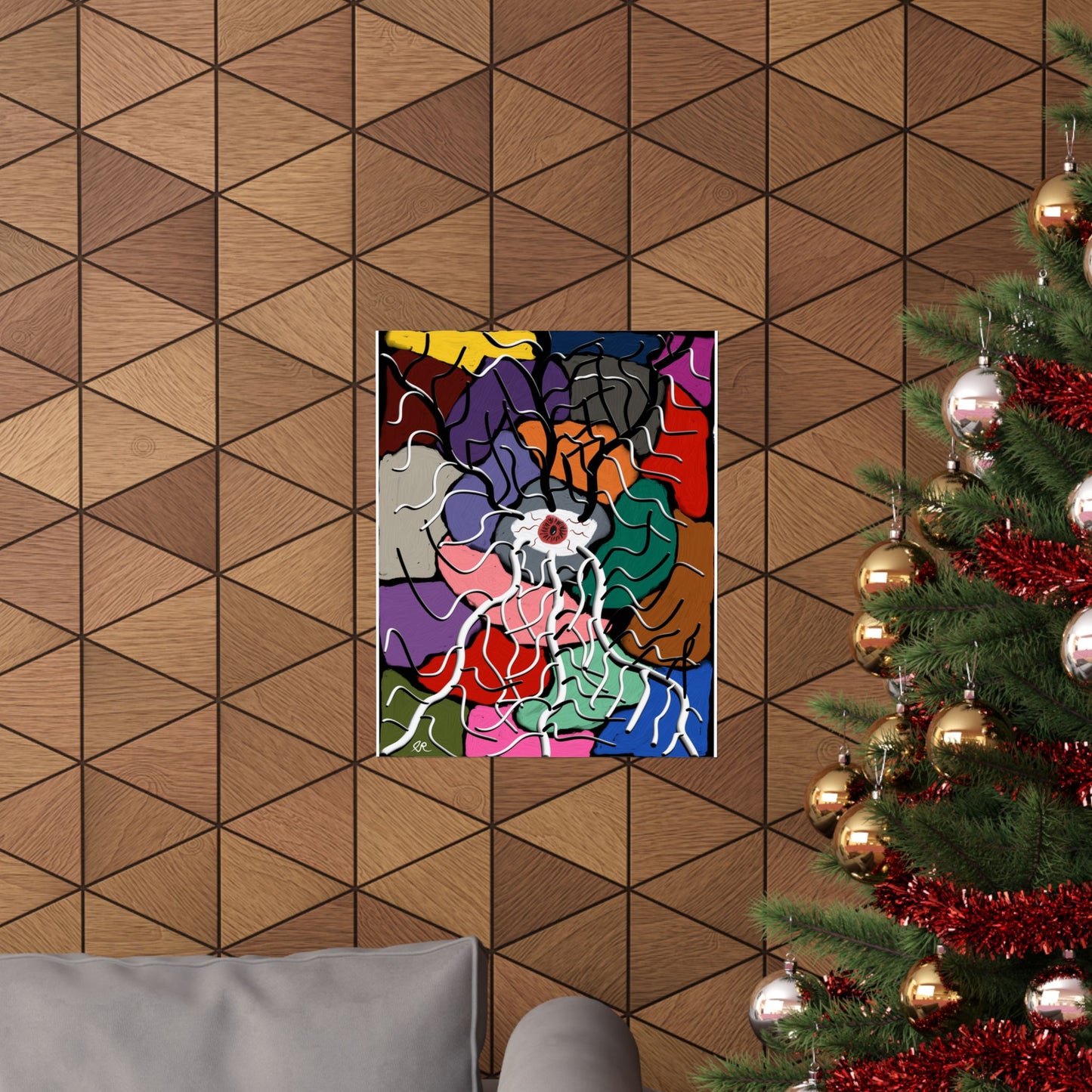 Abstract Colorburst Matte Poster — Psychedelic Floral Art Print