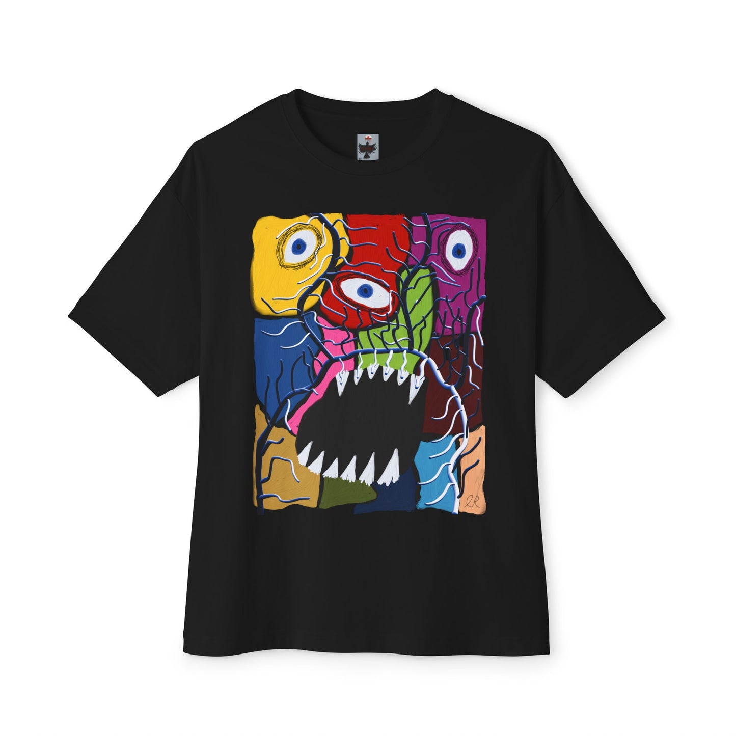 Boxy Tee — Colorful Monster Face Graphic T-Shirt