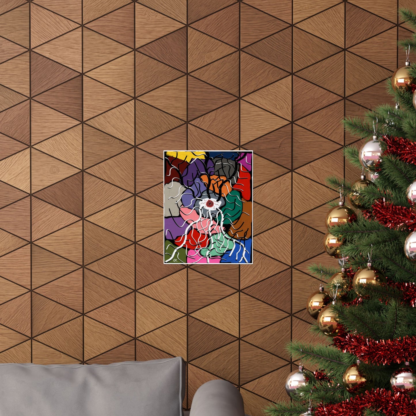 Abstract Colorburst Matte Poster — Psychedelic Floral Art Print