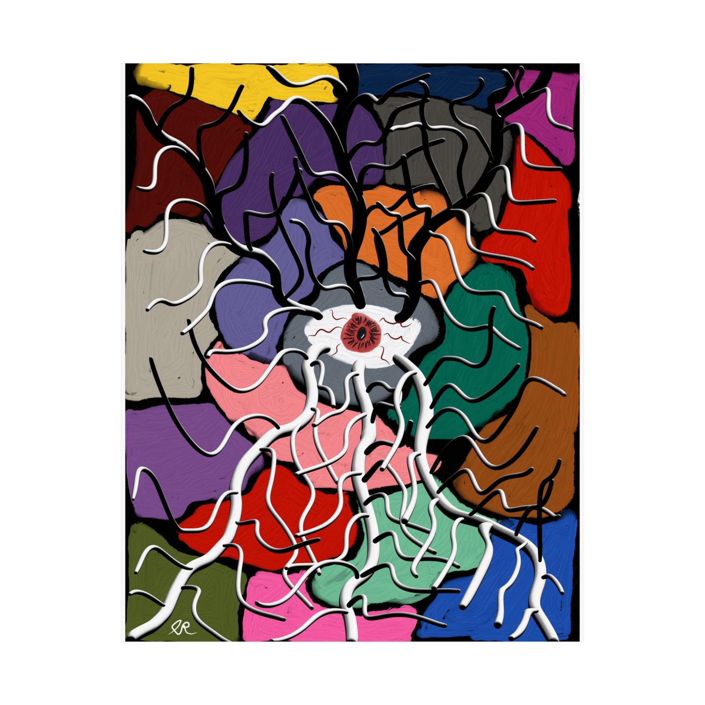 Abstract Colorburst Matte Poster — Psychedelic Floral Art Print