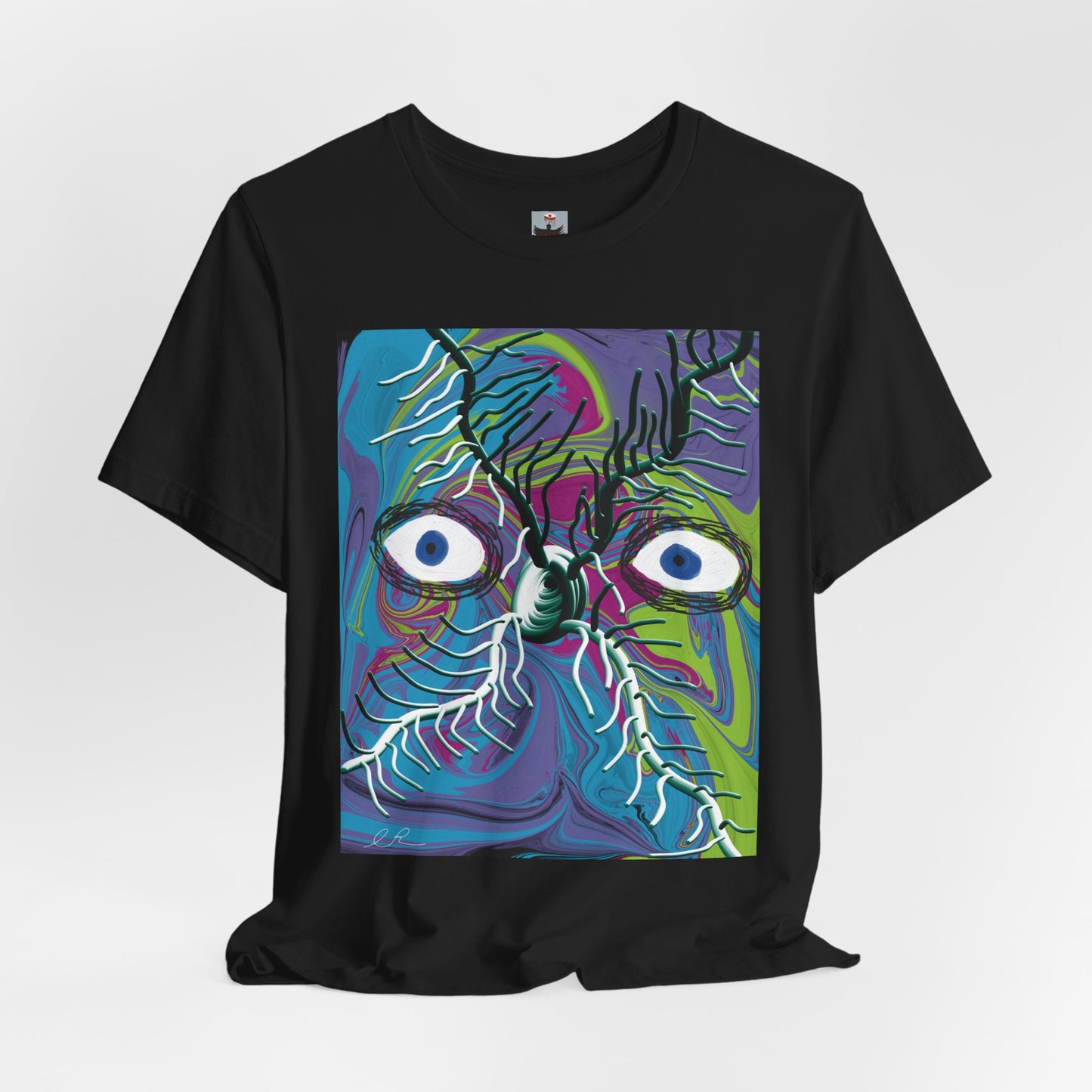 Abstract Psychedelic Face T‑Shirt — Colorful Surreal Eyes Art Tee