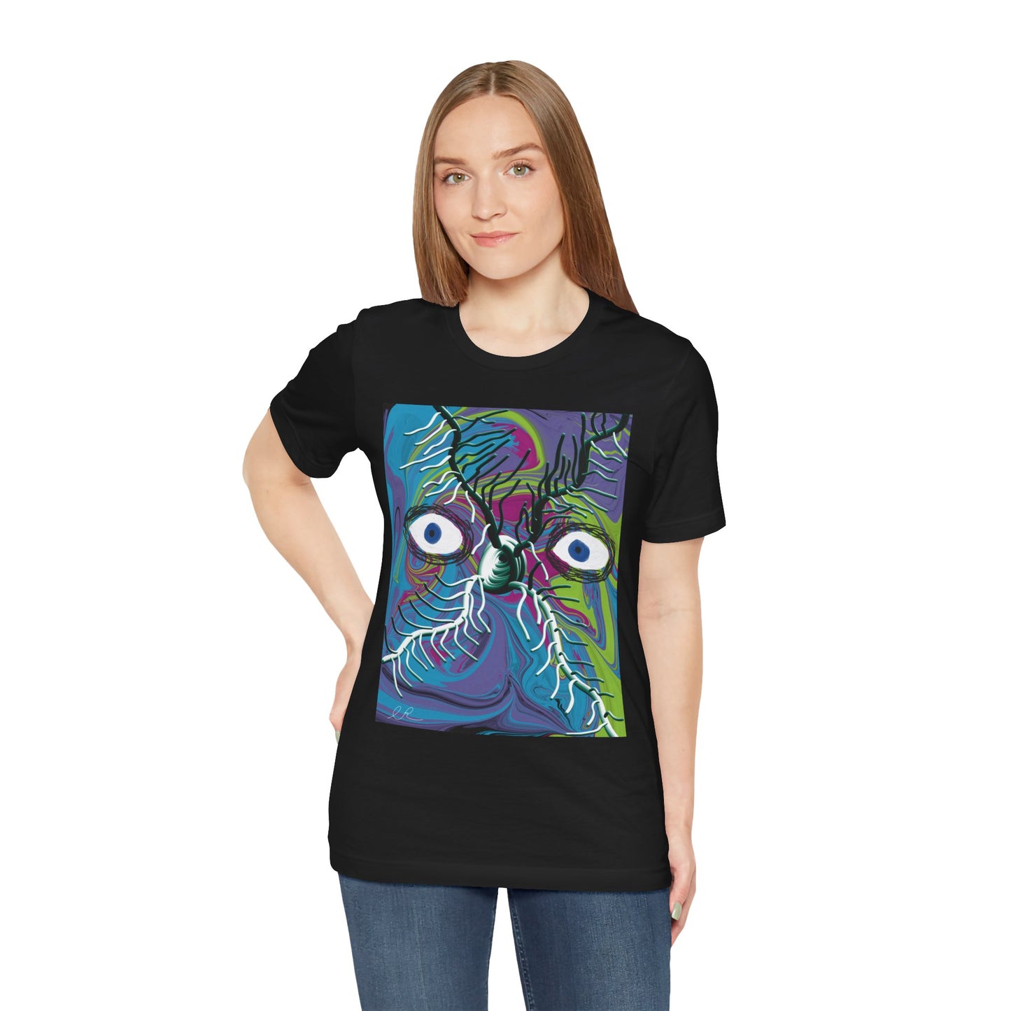 Abstract Psychedelic Face T‑Shirt — Colorful Surreal Eyes Art Tee