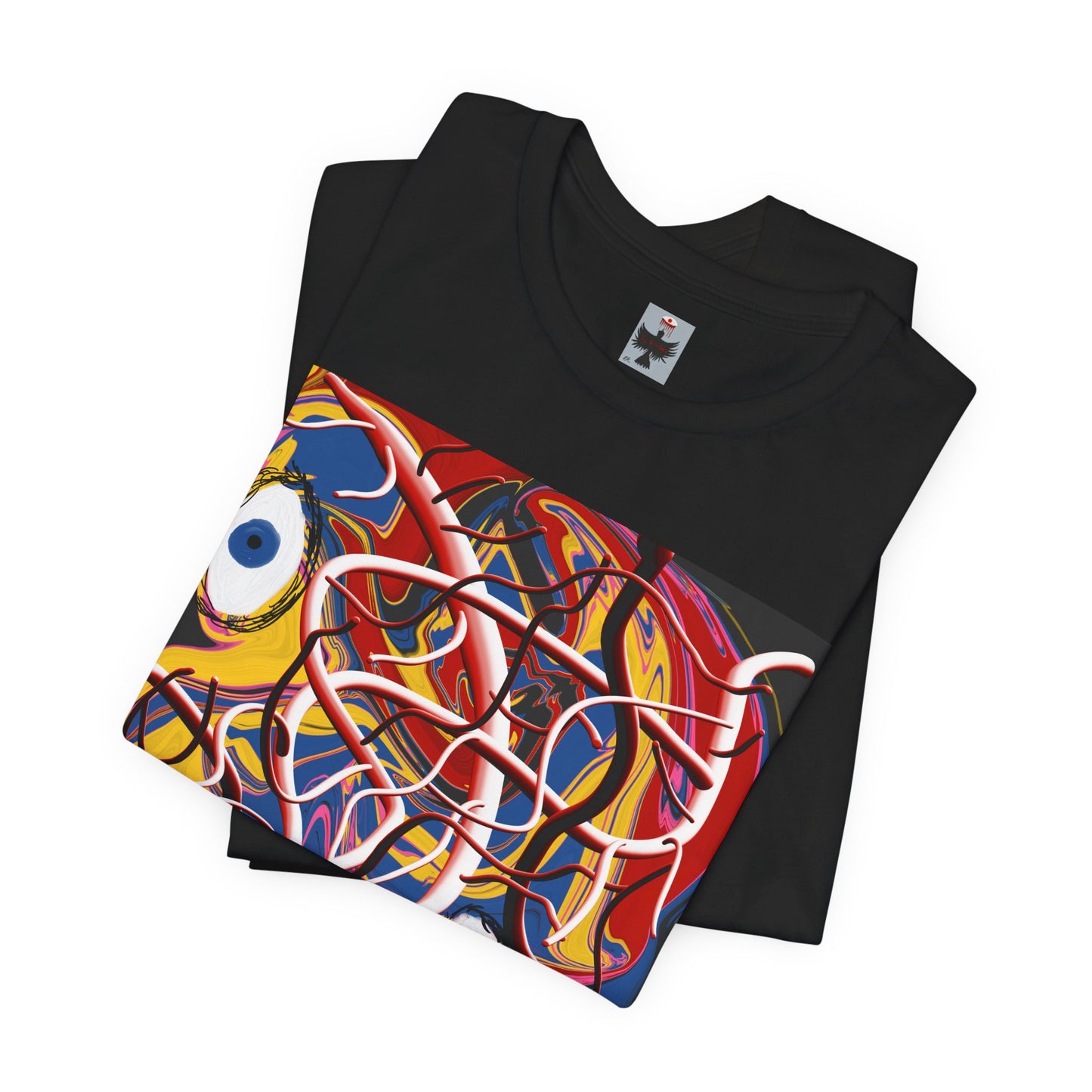 Abstract Eye Maze Graphic Tee — Colorful Surreal Art T-Shirt