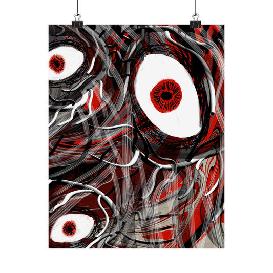Horror Red Eye Abstract Matte Poster — Creepy Surreal Wall Art