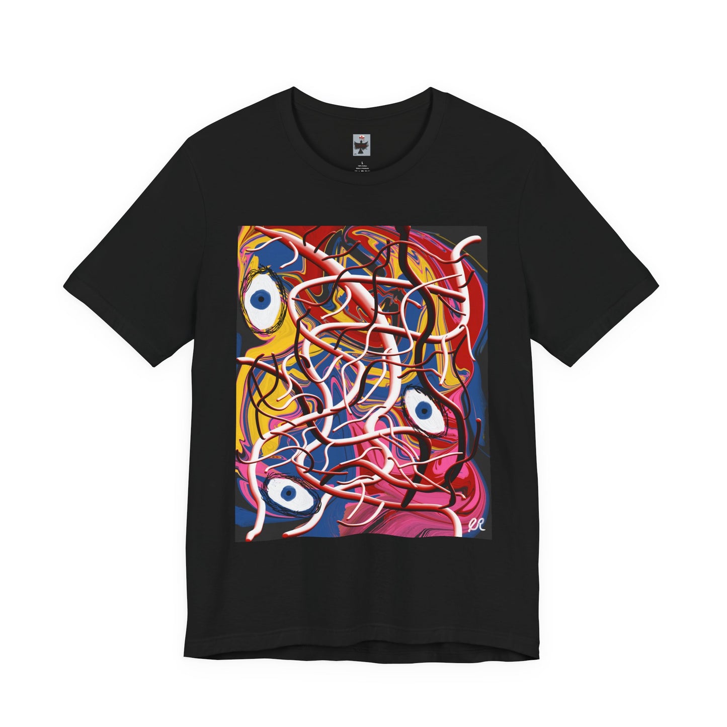 Abstract Eye Maze Graphic Tee — Colorful Surreal Art T-Shirt