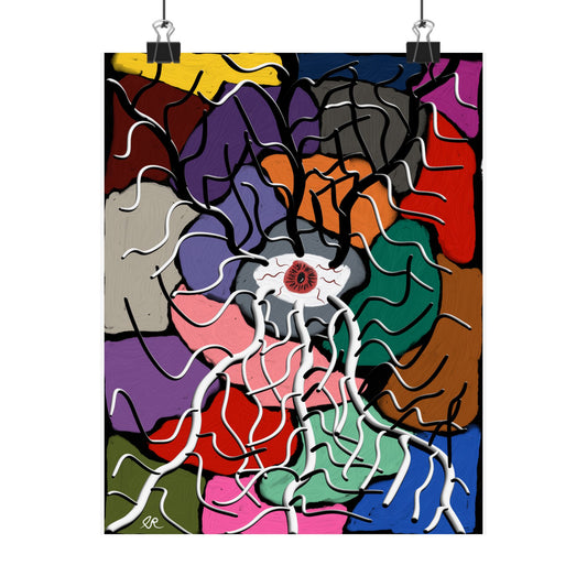 Abstract Colorburst Matte Poster — Psychedelic Floral Art Print