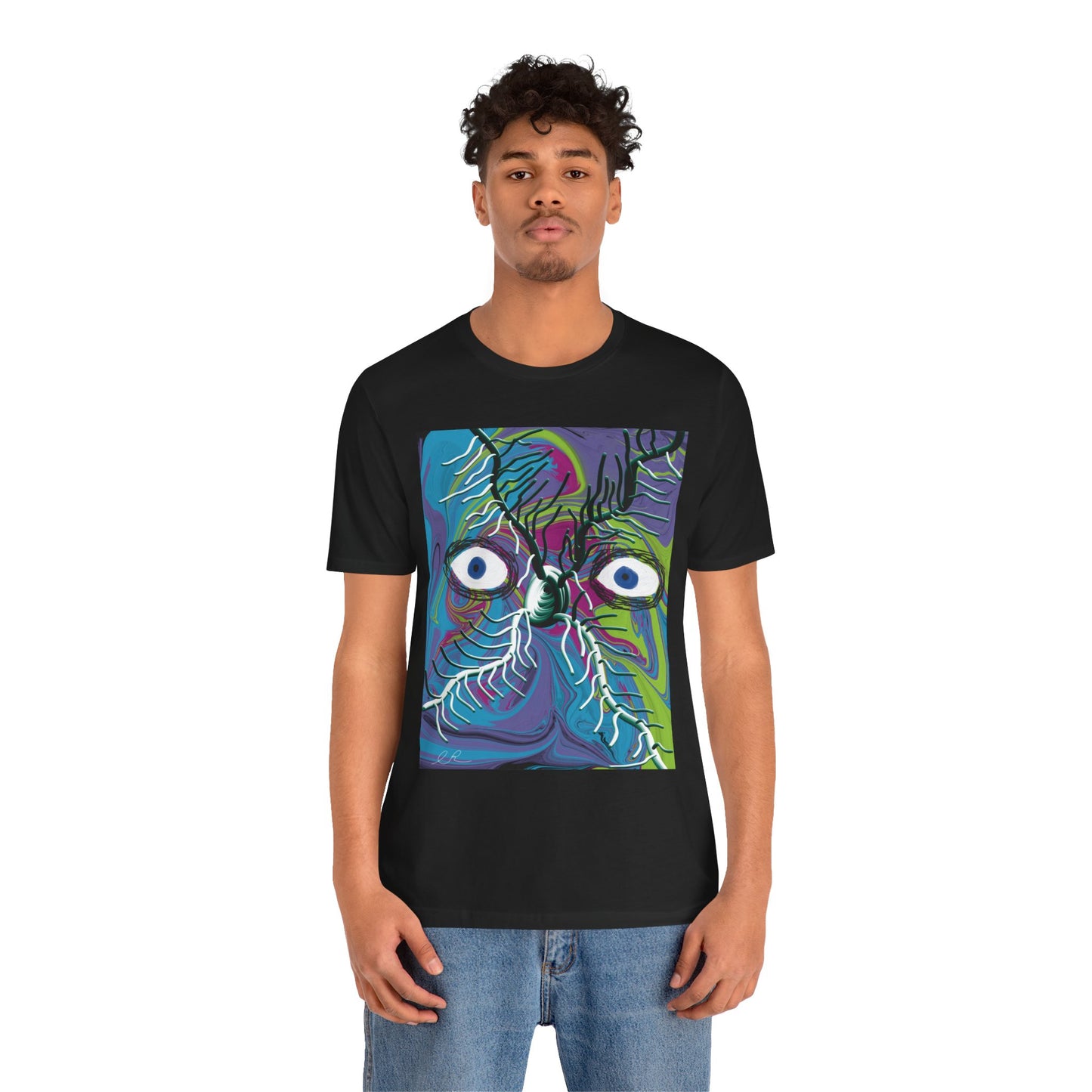 Abstract Psychedelic Face T‑Shirt — Colorful Surreal Eyes Art Tee