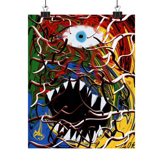 Abstract Monster Eye Matte Vertical Poster — Colorful Surreal Wall Art