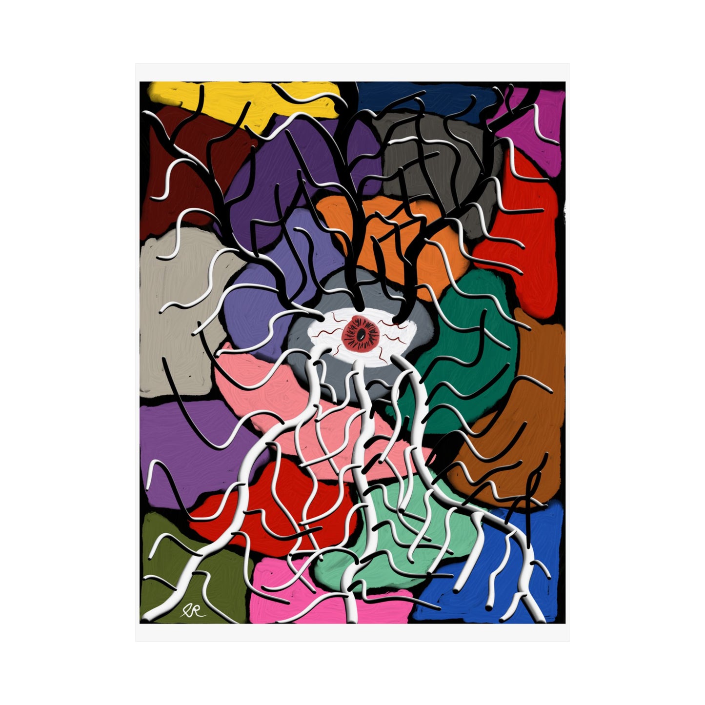 Abstract Colorburst Matte Poster — Psychedelic Floral Art Print