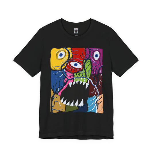 Abstract Monster Face T‑Shirt — Colorful Pop Art Graphic Tee