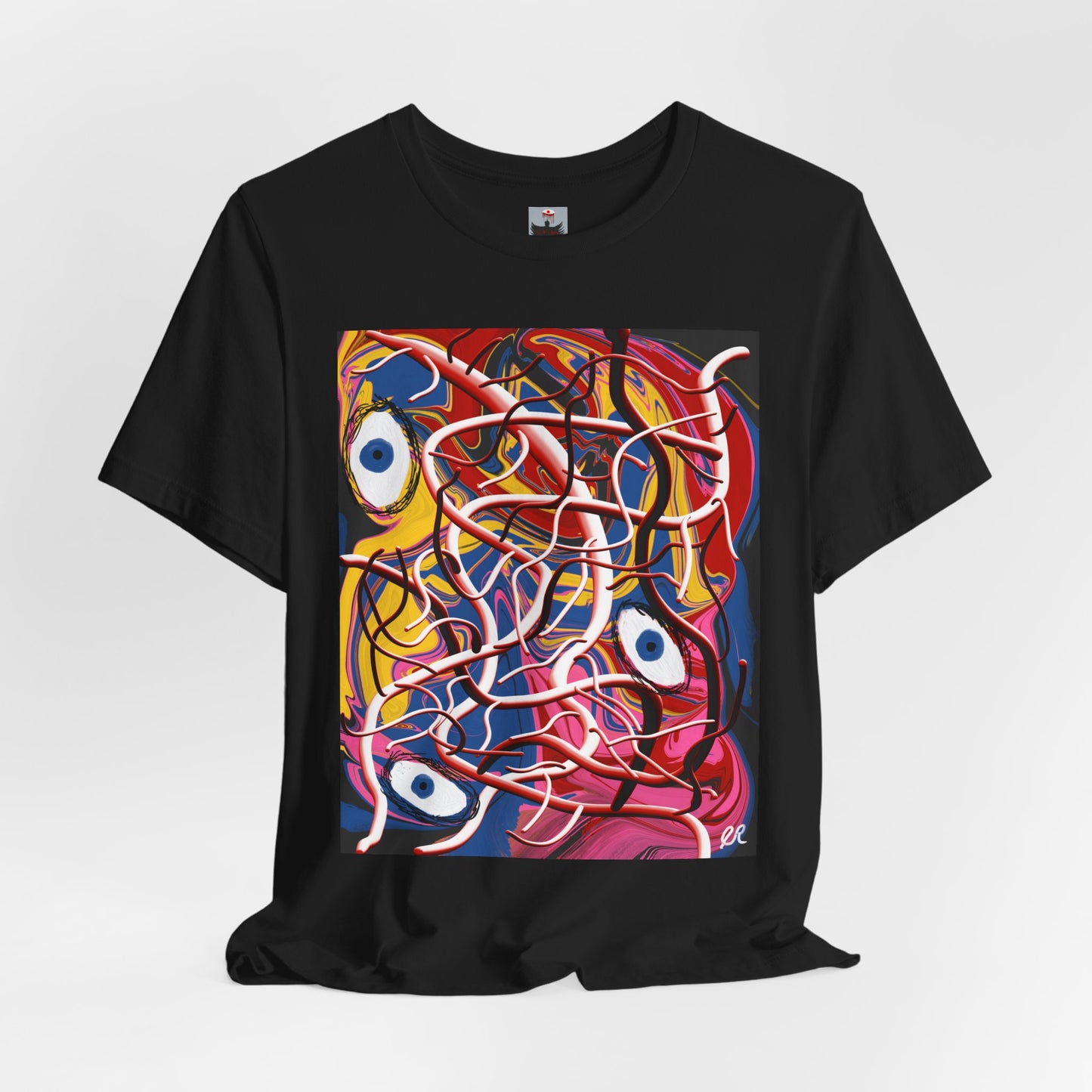 Abstract Eye Maze Graphic Tee — Colorful Surreal Art T-Shirt