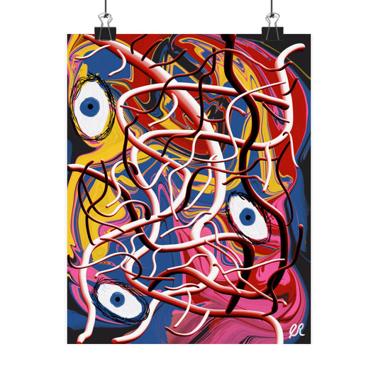 Abstract Expression Matte Poster — Colorful Surreal Face Art Print