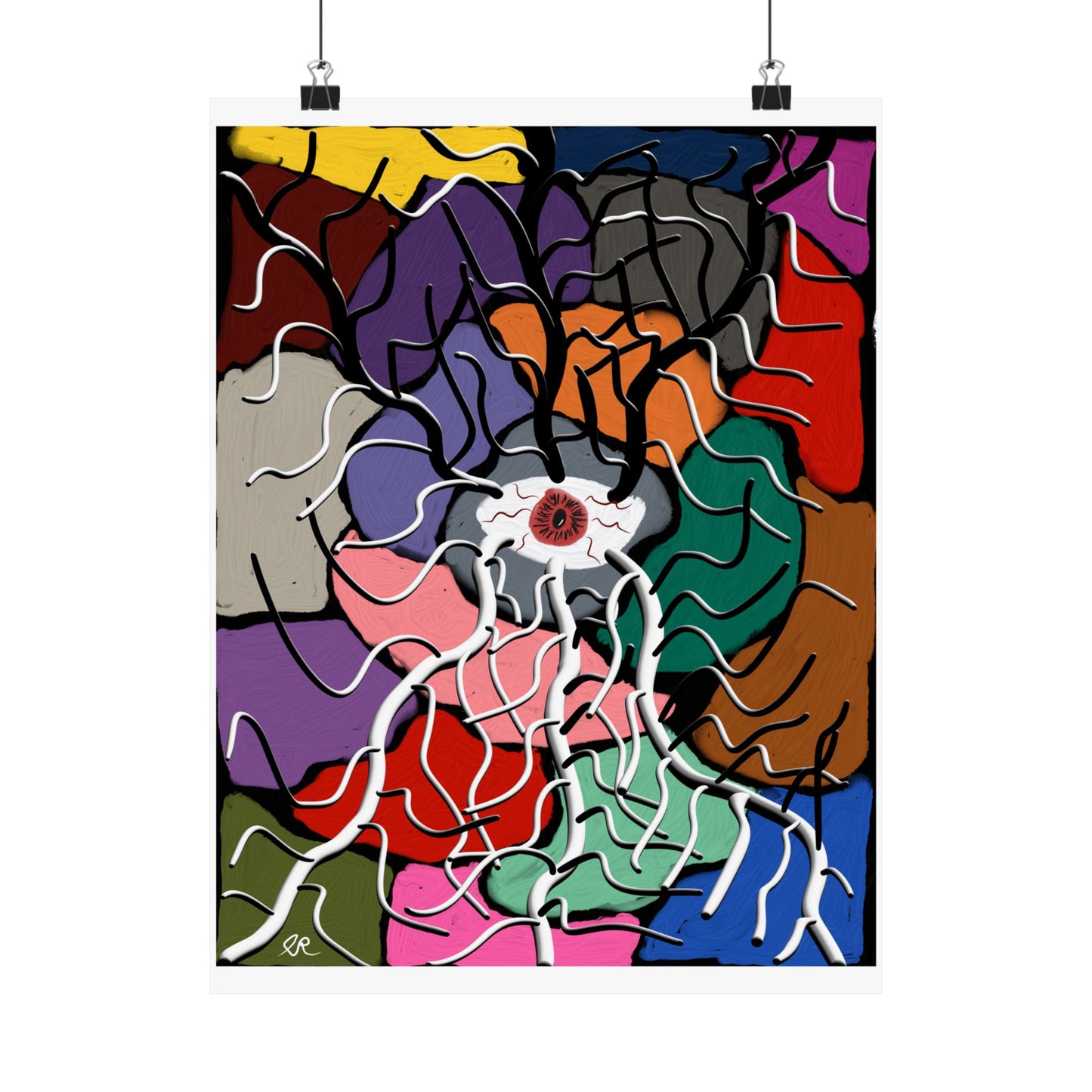 Abstract Colorburst Matte Poster — Psychedelic Floral Art Print