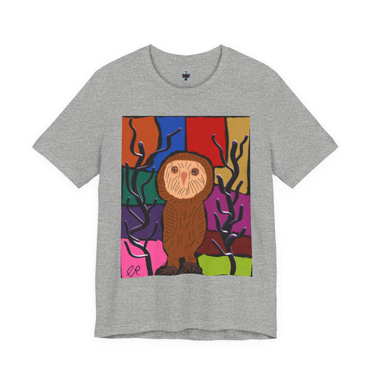 Owl Art Tee — Colorful Block Owl Graphic T-Shirt