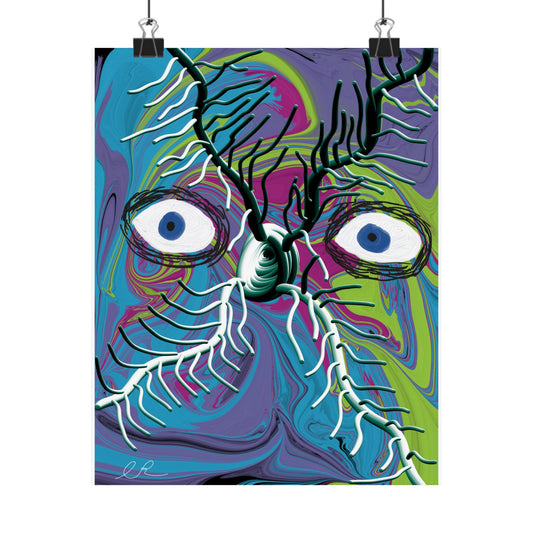 Surreal Nerve-Eye Matte Poster — Psychedelic Abstract Wall Art
