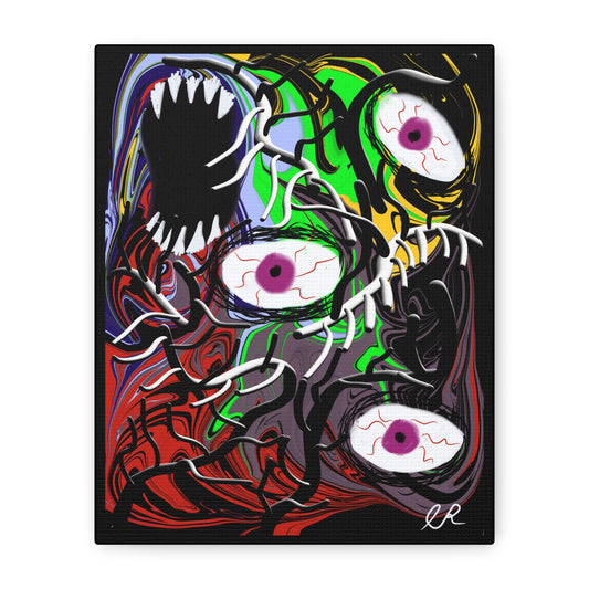 Horror Eyes Matte Canvas Wall Art – Surreal Monster Eye Collage