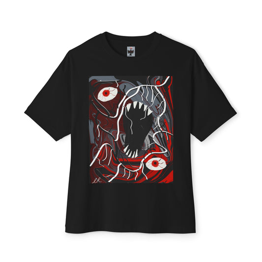 Horror Monster Graphic Tee — Screaming Maw & Eyeball Illustration