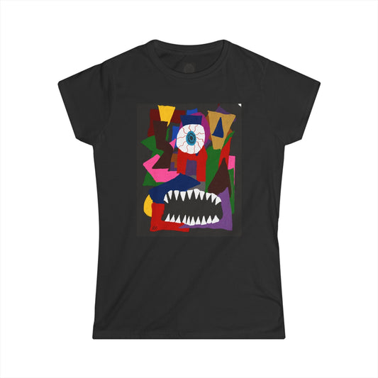 Abstract Monster Tee — Colorful One - Eyed Graphic Women's Shirt - The Artsy Brain