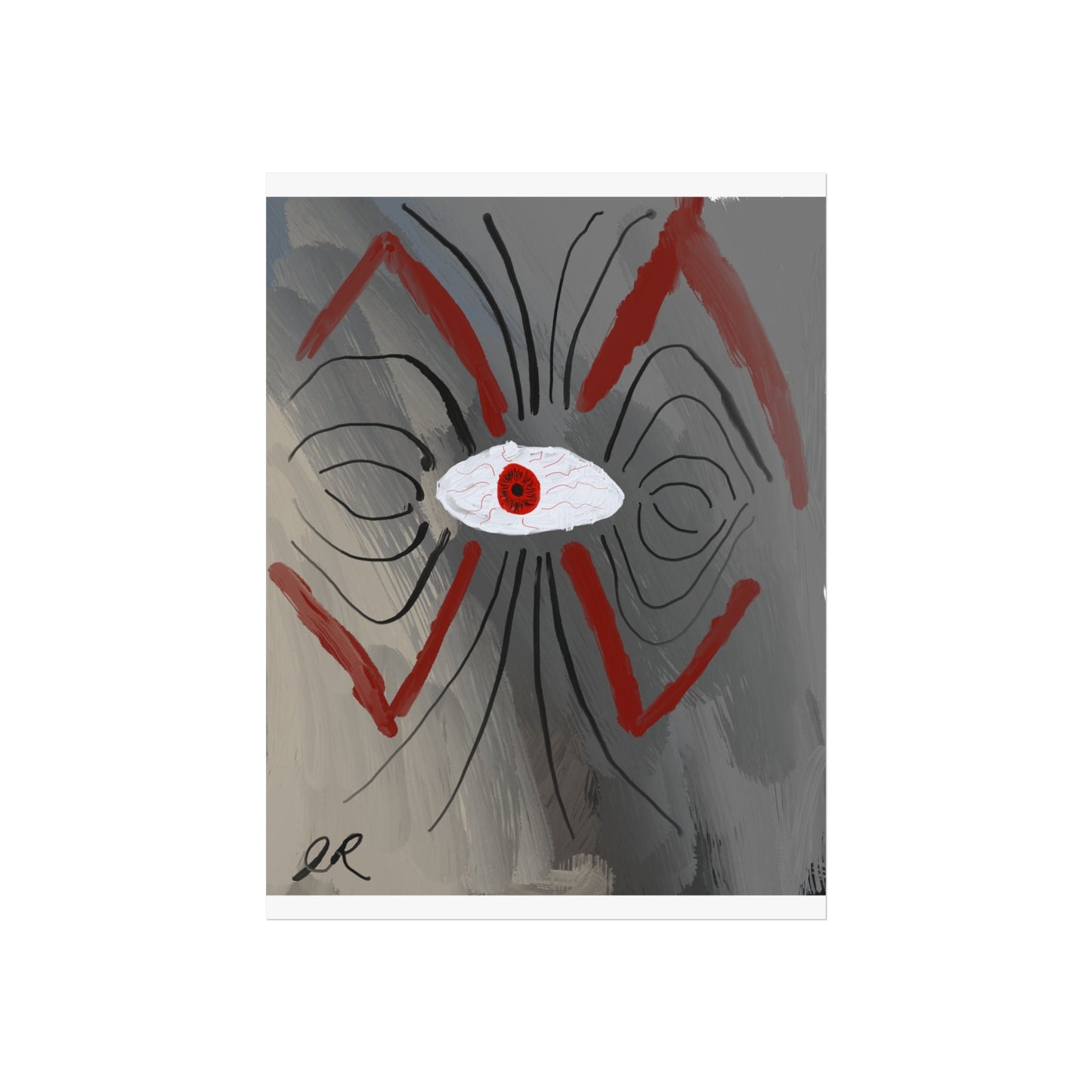 Abstract Neo - Expressionist Eye Fine Art Poster — Digital Oil Painting on Gray - The Artsy Brain