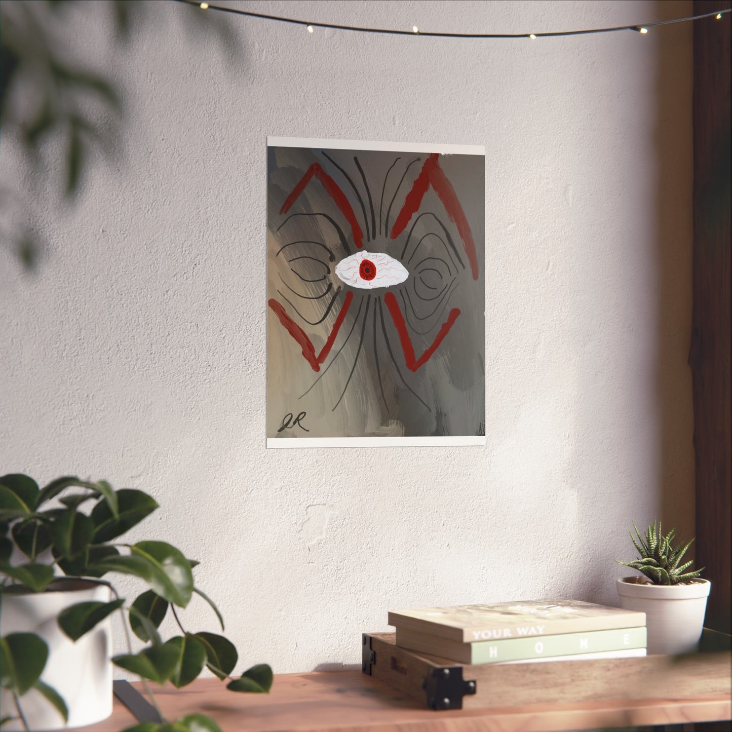 Abstract Neo - Expressionist Eye Fine Art Poster — Digital Oil Painting on Gray - The Artsy Brain