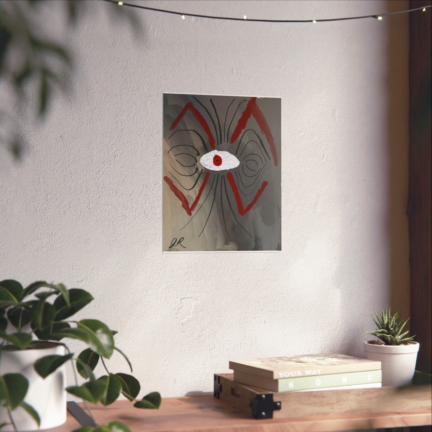 Abstract Neo - Expressionist Eye Fine Art Poster — Digital Oil Painting on Gray - The Artsy Brain