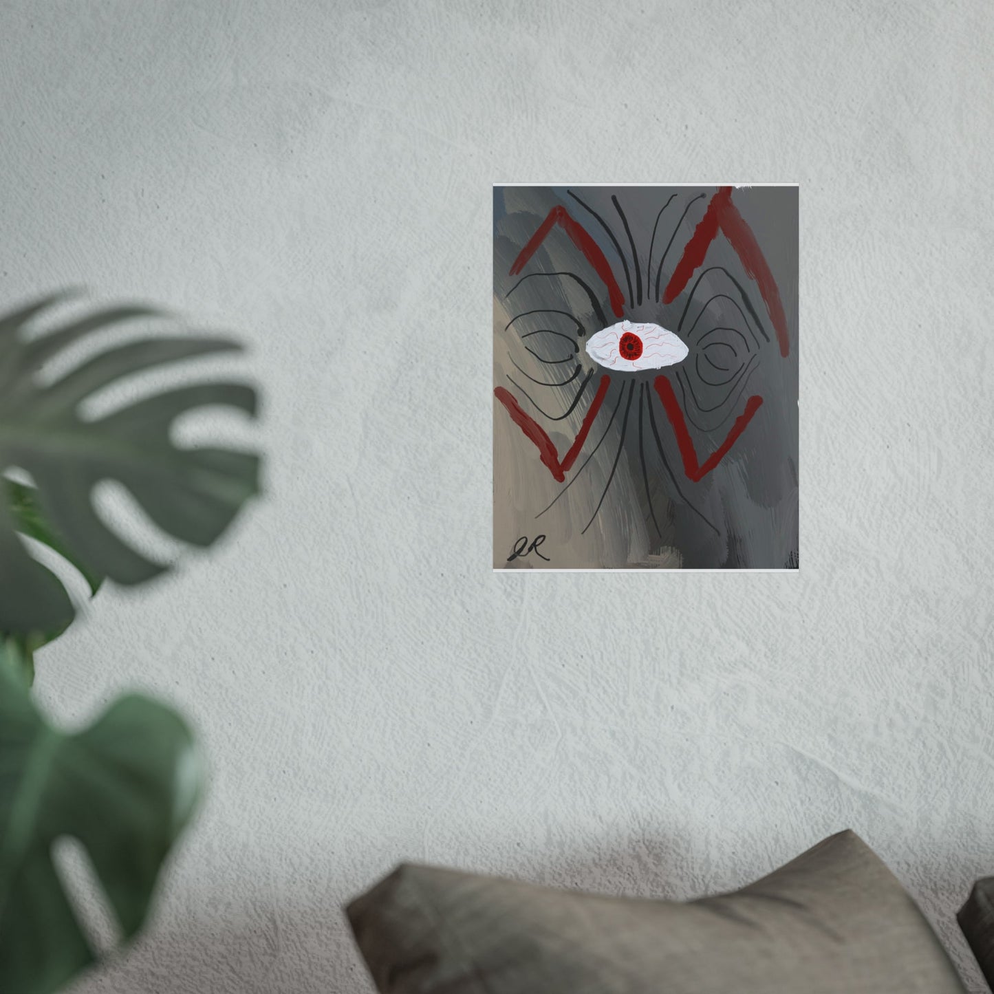 Abstract Neo - Expressionist Eye Fine Art Poster — Digital Oil Painting on Gray - The Artsy Brain