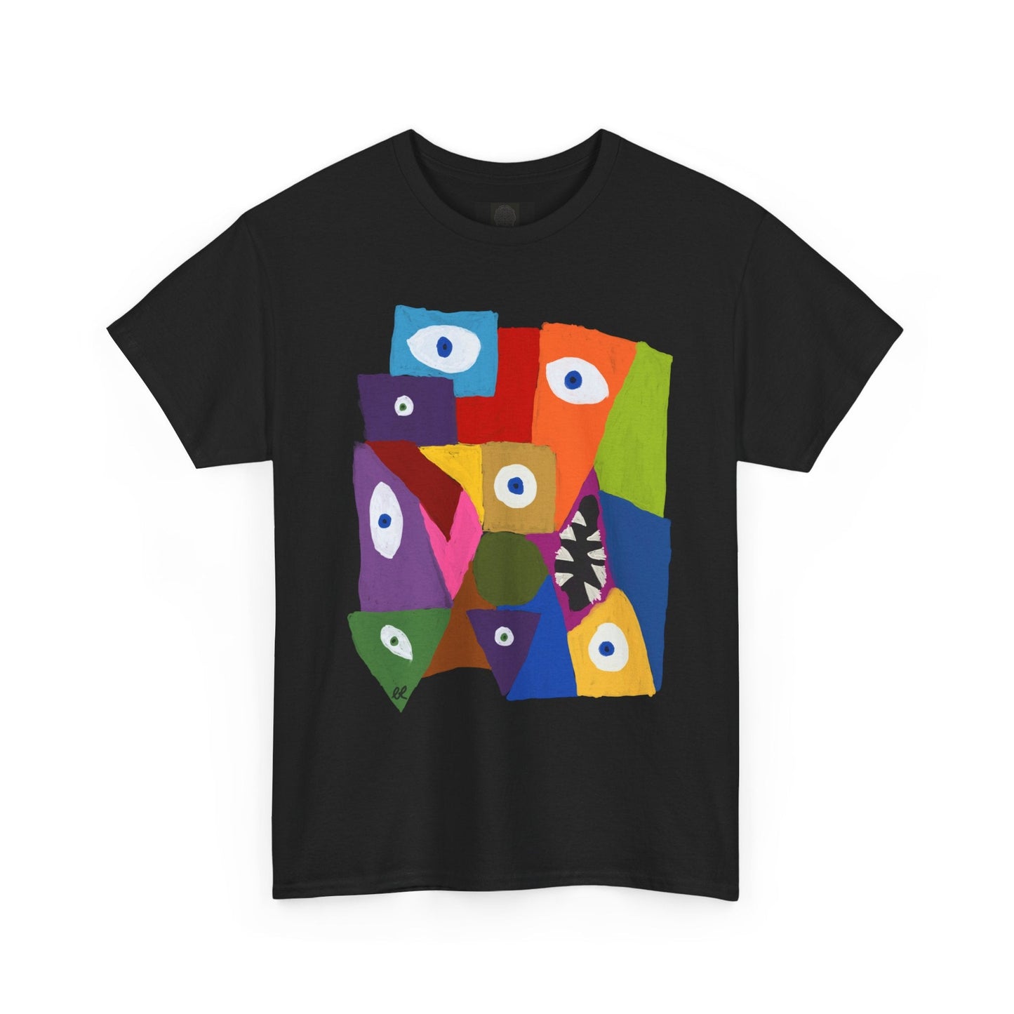 Cubism Art Tee — Colorful Cubist Painting with Eyes & Screaming Mouth - The Artsy Brain