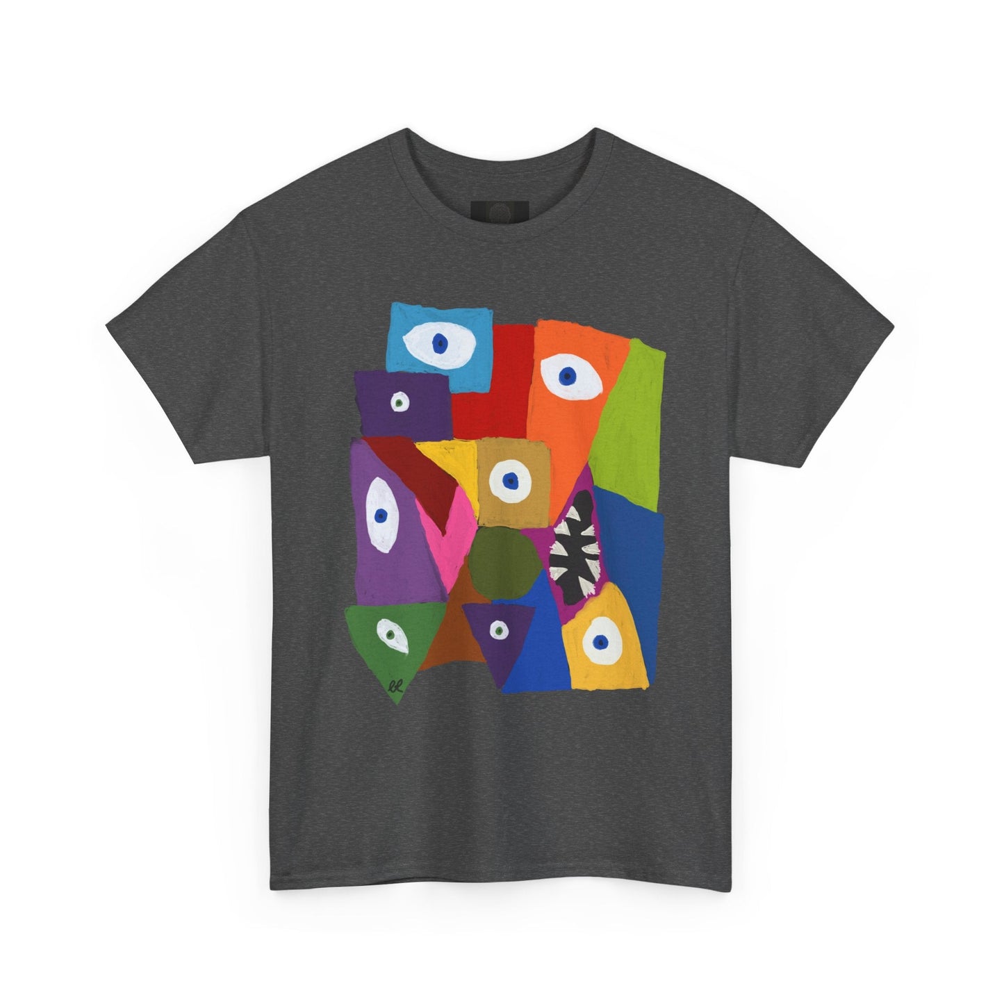 Cubism Art Tee — Colorful Cubist Painting with Eyes & Screaming Mouth - The Artsy Brain