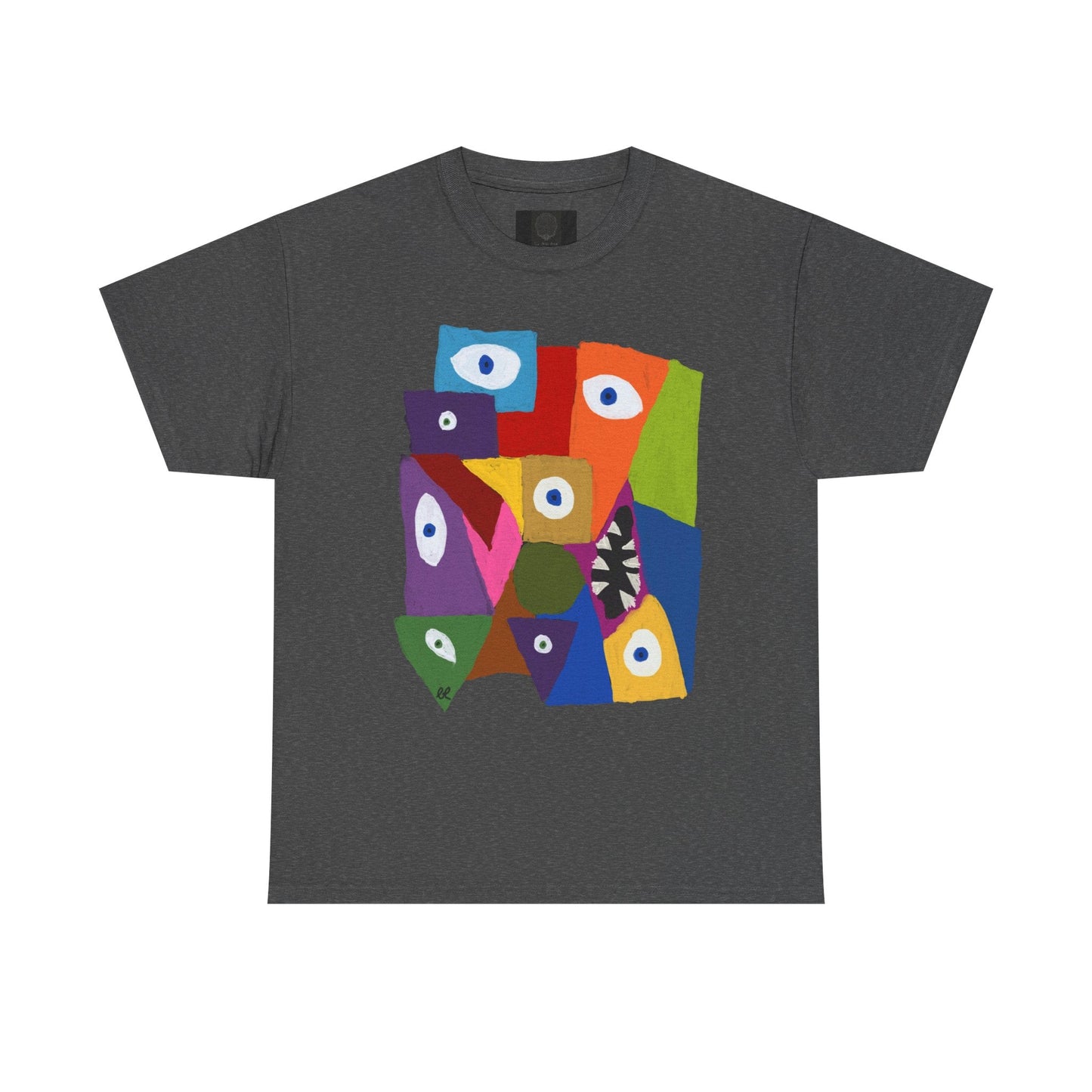 Cubism Art Tee — Colorful Cubist Painting with Eyes & Screaming Mouth - The Artsy Brain