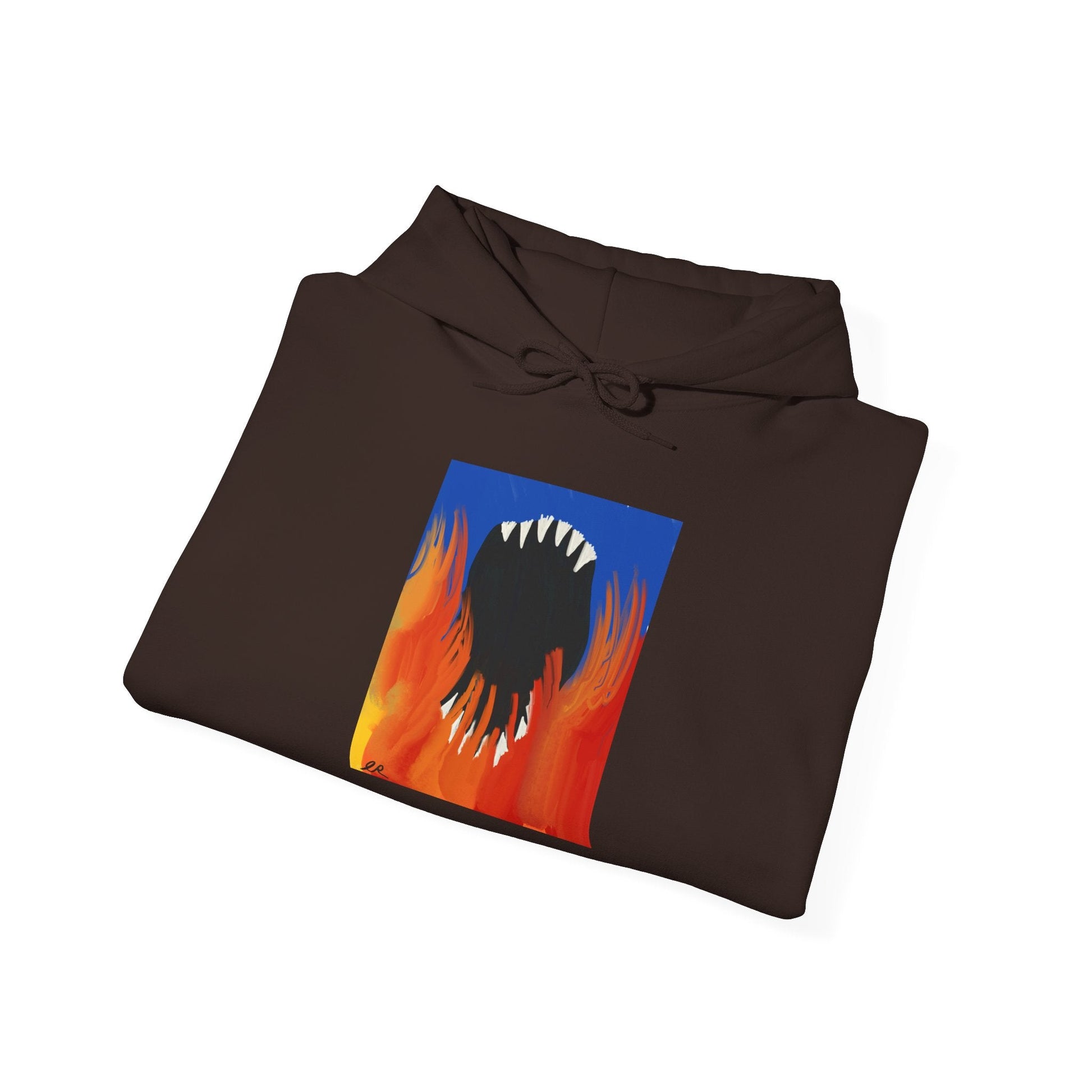 Flaming Monster Mouth Hoodie — Graphic Horror Streetwear - The Artsy Brain