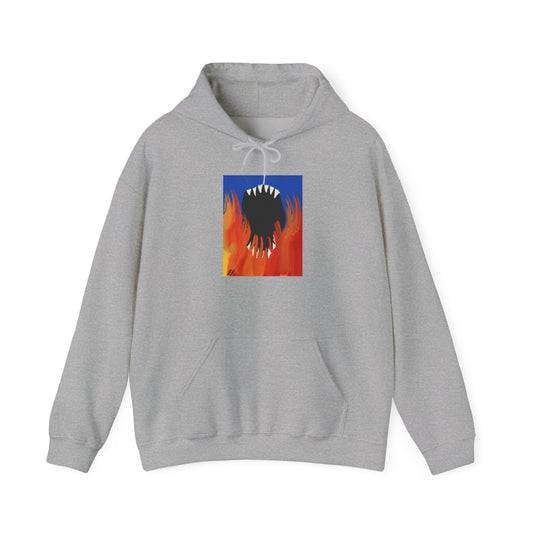 Flaming Monster Mouth Hoodie — Graphic Horror Streetwear - The Artsy Brain