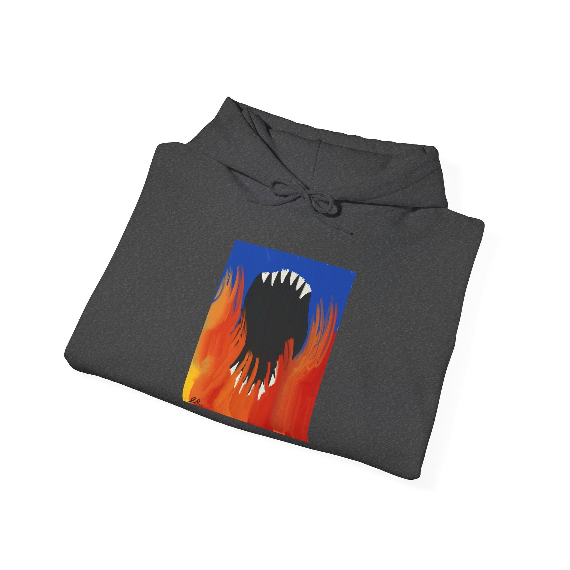 Flaming Monster Mouth Hoodie — Graphic Horror Streetwear - The Artsy Brain
