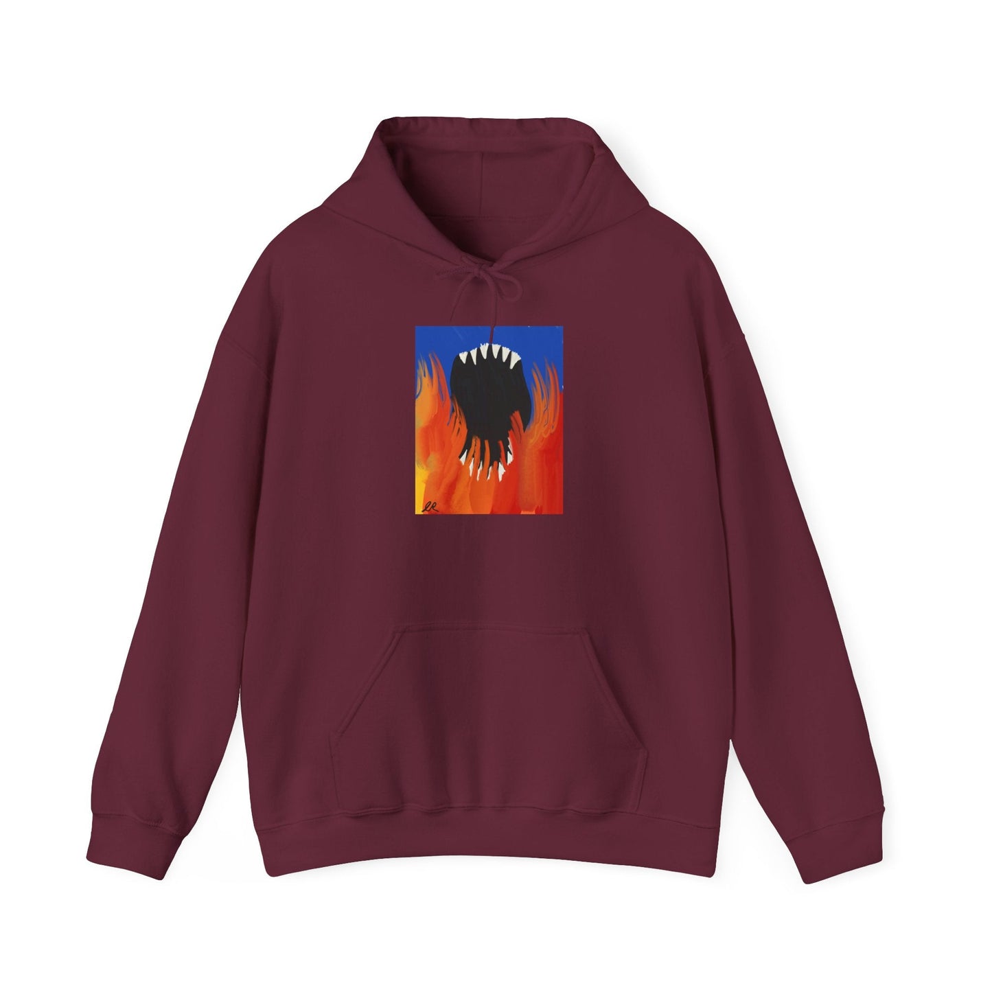 Flaming Monster Mouth Hoodie — Graphic Horror Streetwear - The Artsy Brain
