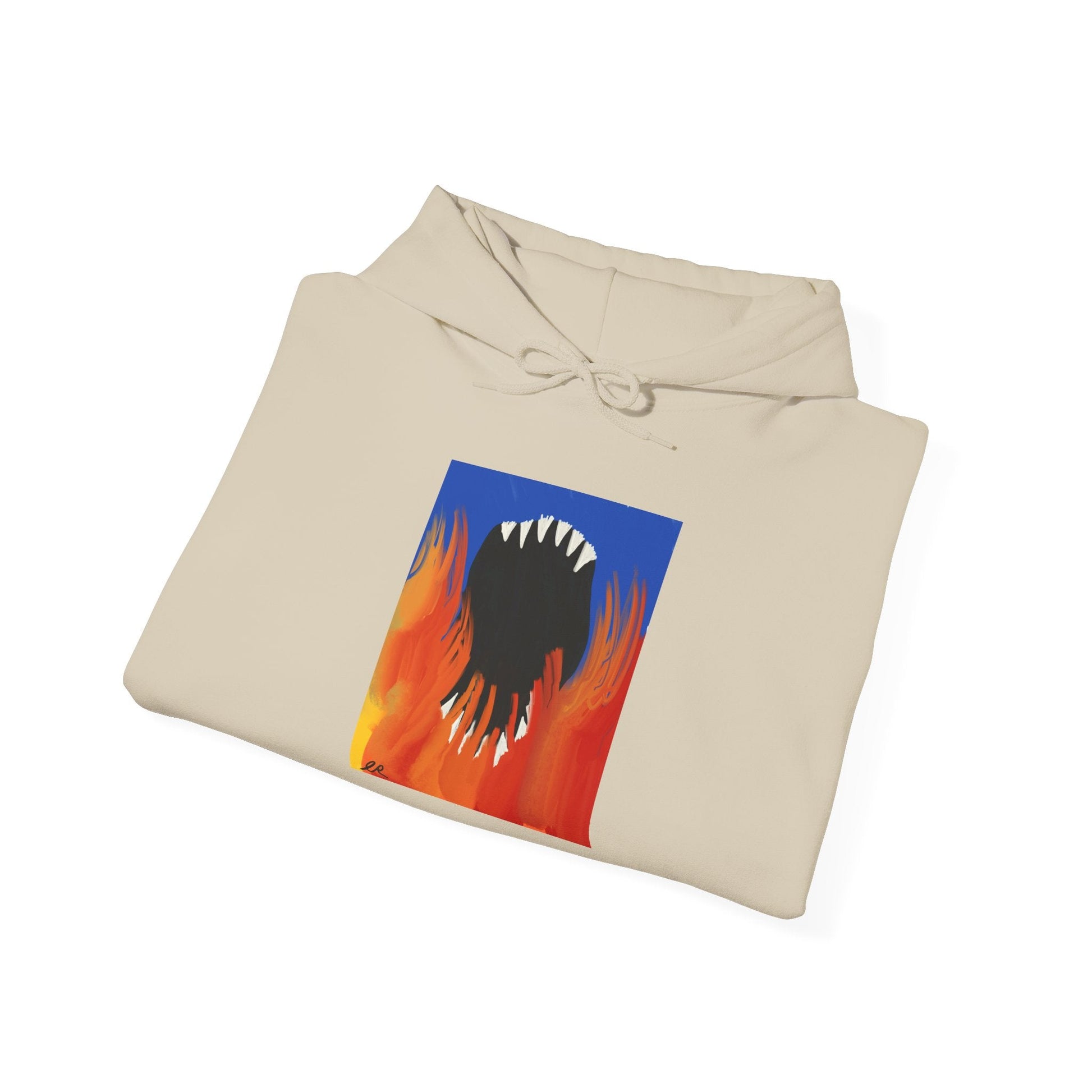 Flaming Monster Mouth Hoodie — Graphic Horror Streetwear - The Artsy Brain