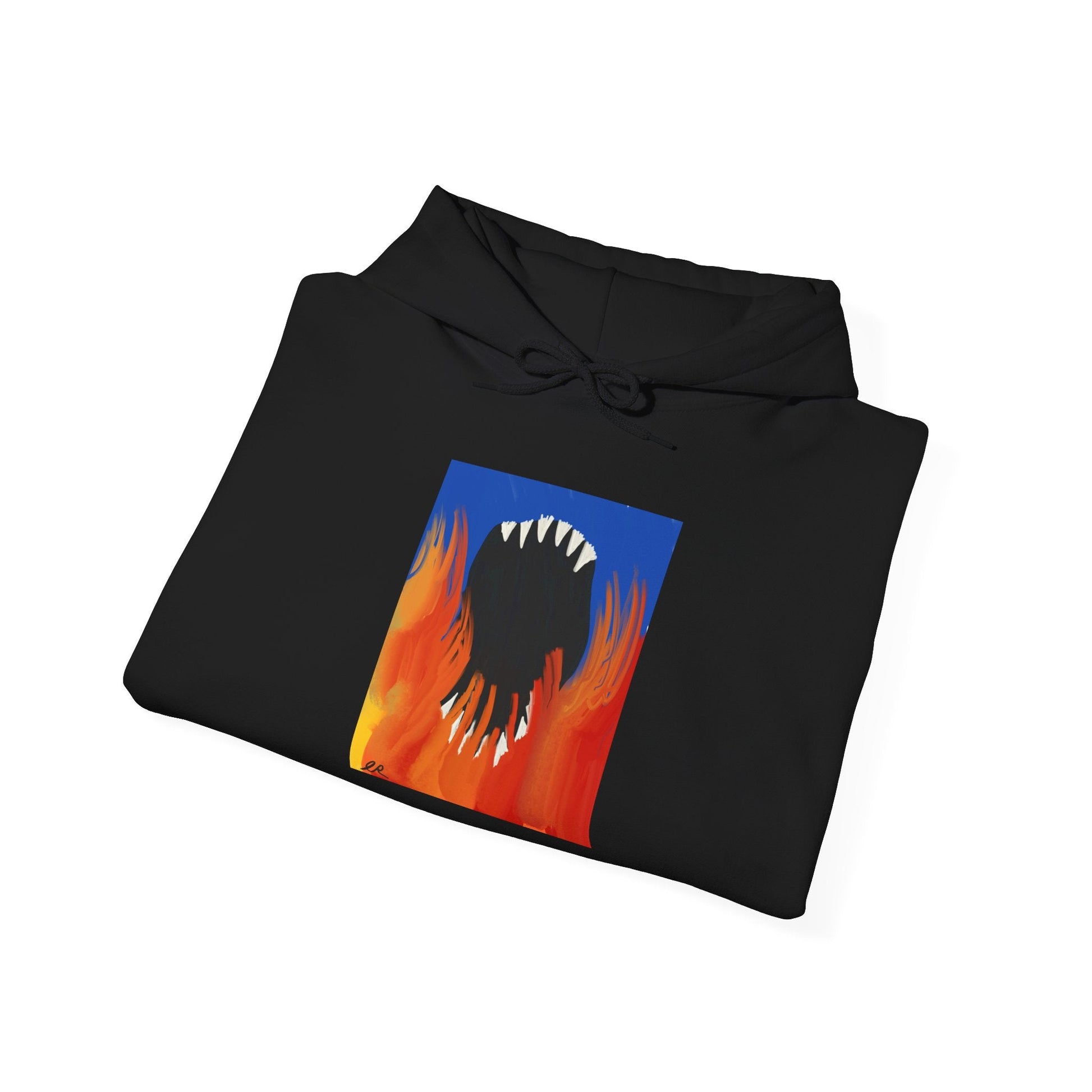 Flaming Monster Mouth Hoodie — Graphic Horror Streetwear - The Artsy Brain