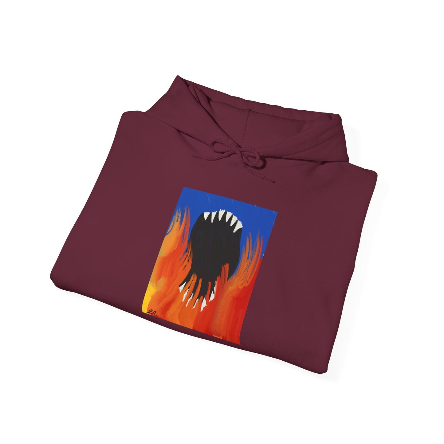 Flaming Monster Mouth Hoodie — Graphic Horror Streetwear - The Artsy Brain