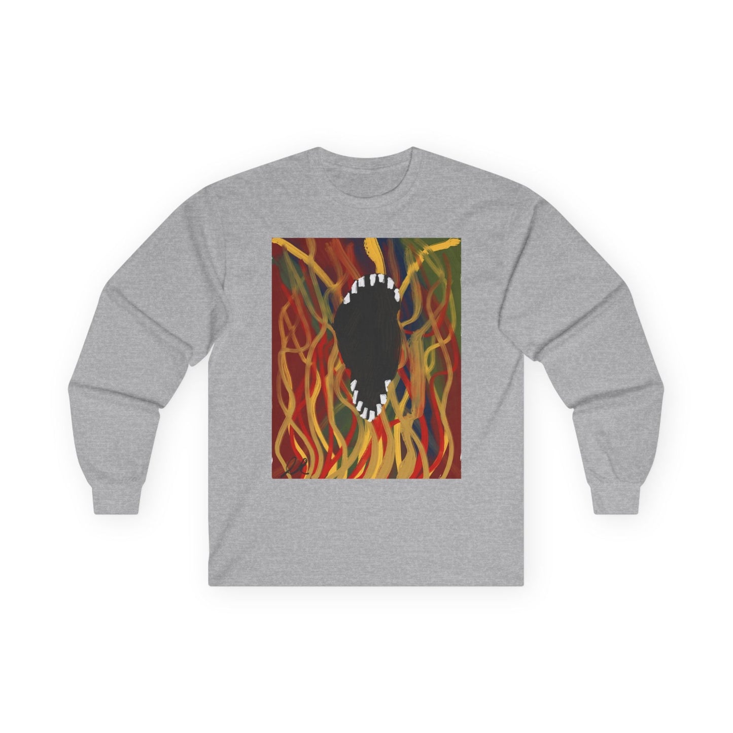 Flaming Screaming Mouth Long Sleeve Tee — Abstract Flame Graphic - The Artsy Brain