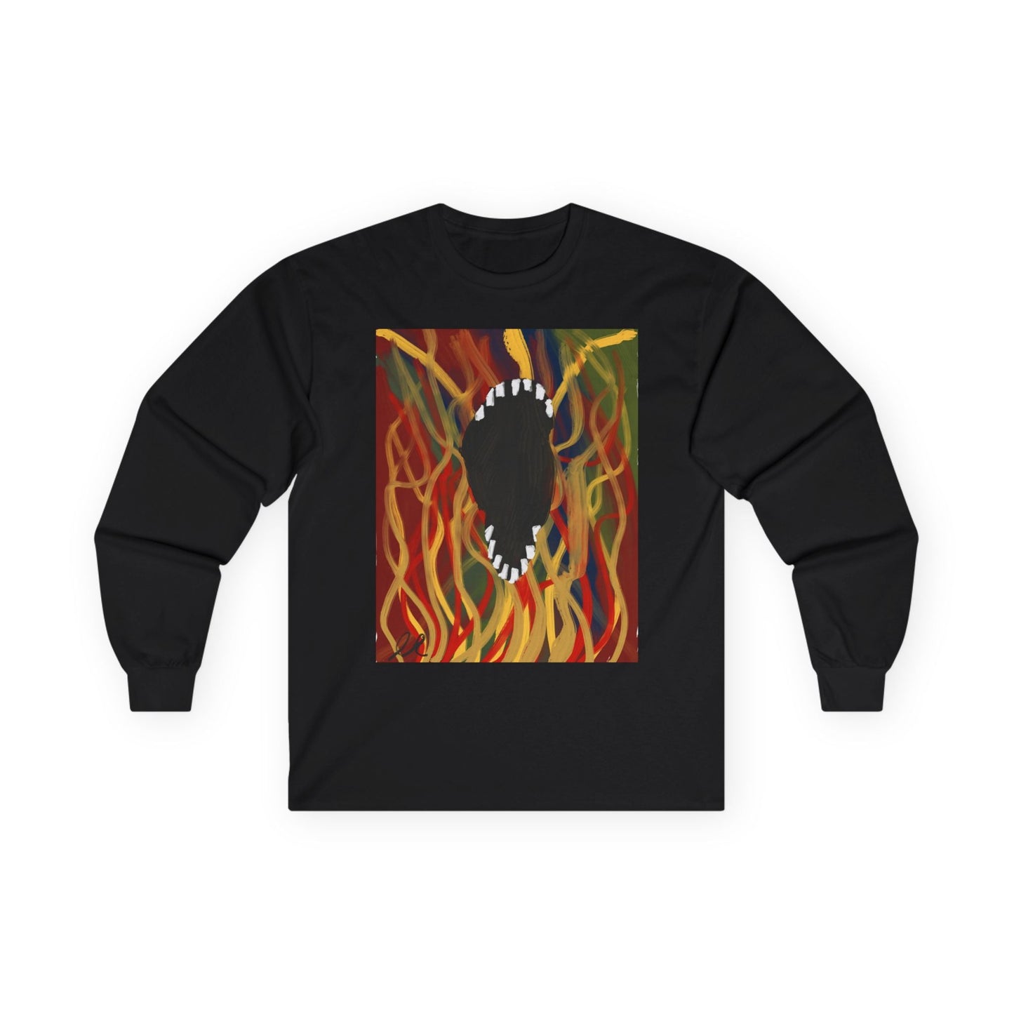 Flaming Screaming Mouth Long Sleeve Tee — Abstract Flame Graphic - The Artsy Brain