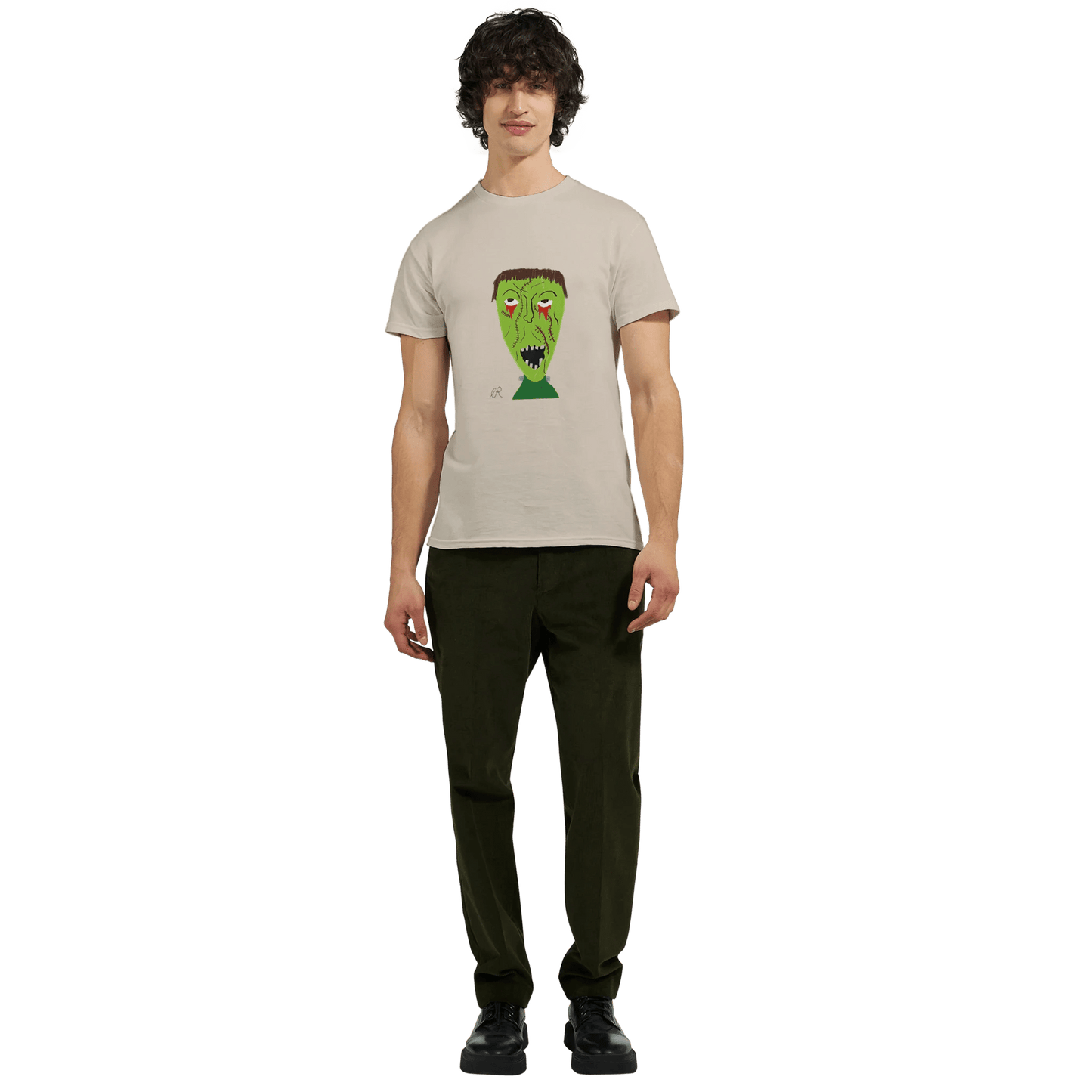 Frankenstein's Monster Heavyweight Unisex Crewneck T-shirt | Gildan® 5000 - The Artsy Brain