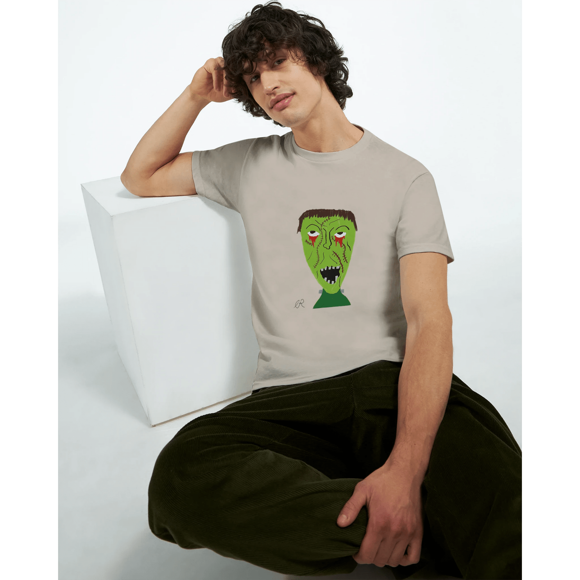 Frankenstein's Monster Heavyweight Unisex Crewneck T-shirt | Gildan® 5000 - The Artsy Brain