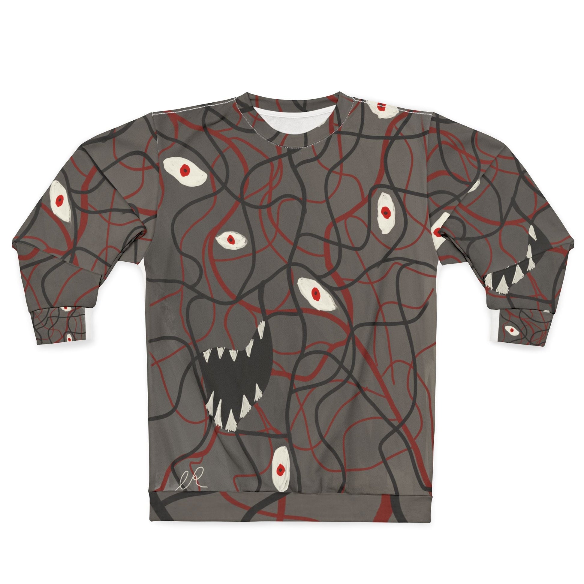 Monster Eyes All - Over Print Sweatshirt — Creepy Horror Graphic Pullover - The Artsy Brain